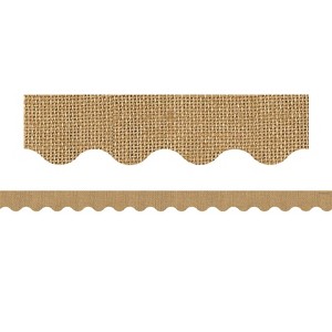 Teacher Created Resources Burlap Design Scalloped Rolled Border Trim, 50 Feet (Pack of 6) - 1 of 1