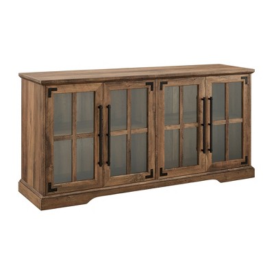 Avalene Modern Farmhouse 4 Door Glass Window Pane TV Stand for TVs up to 65" - Saracina Home