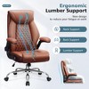 KERDOM Big and Tall Breathable Leather Office Chair with Lumbar Support Flip-Up Armrests, Dark Brown - 3 of 4