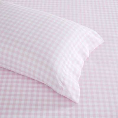Pink Gingham Print Microfiber Kids' Full Sheet Set