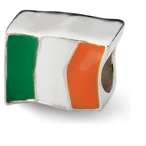 Black Bow Jewelry Sterling Silver and Enamel Ireland Flag Bead Charm - 1 of 4
