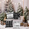 Hello Winter Merry Christmas Throw Pillow Covers 18x18 Set of 4, Decorative Black and White - 4 of 4