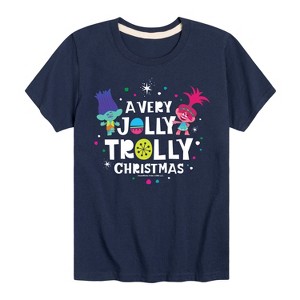 Boys' - Trolls - Branch and Poppy Jolly Trolly Christmas Short Sleeve Graphic T-Shirt - 1 of 4