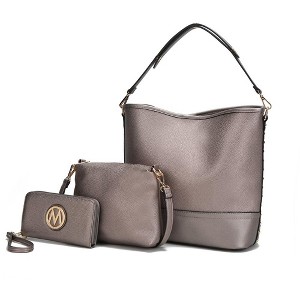 MKF Collection Wren Vegan Leather Women’s Hobo with Pouch and Wristlet Wallet by Mia K- 3 pieces - 1 of 4