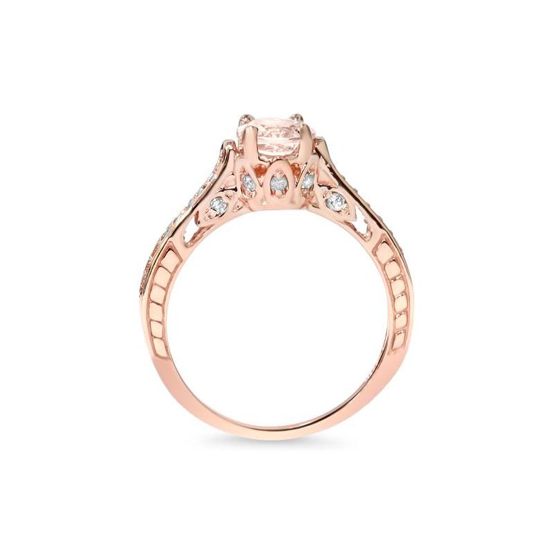 Pompeii3 1ct Morganite & Diamond Vintage Engagement Ring 14K Rose Gold, 2 of 6