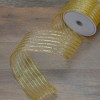 Northlight Gold Glitter Striped Christmas Wired Craft Ribbon 2.5" x 10 Yards - 2 of 3
