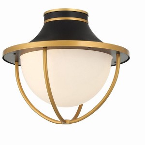 Crystorama Lighting Atlas 2 - Light Semi-Flush Mount in  Matte Black/Textured Gold - 1 of 4