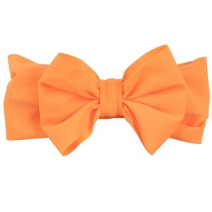 RuffleButts Girls UPF50+ Swim Bow Headband - Neon Orange, One Size - 1 of 2