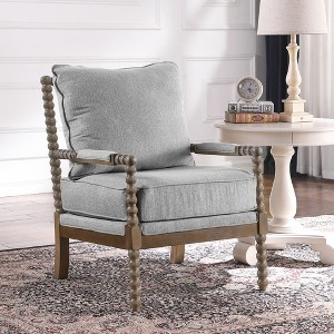 Mid-Century Solid Wood Accent Armchair with Upholstered Thick Cushion and Back- Morden Fort - 1 of 4