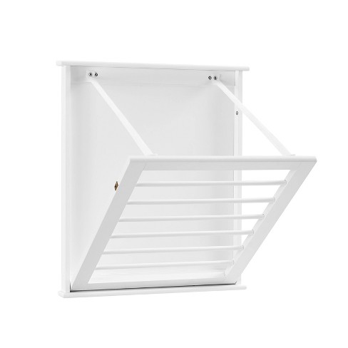 5-Rod Wall Mount Retractable Clothes Drying Rack - Space Saving Dryer Rack  for Balcony & Apartment Organization - White