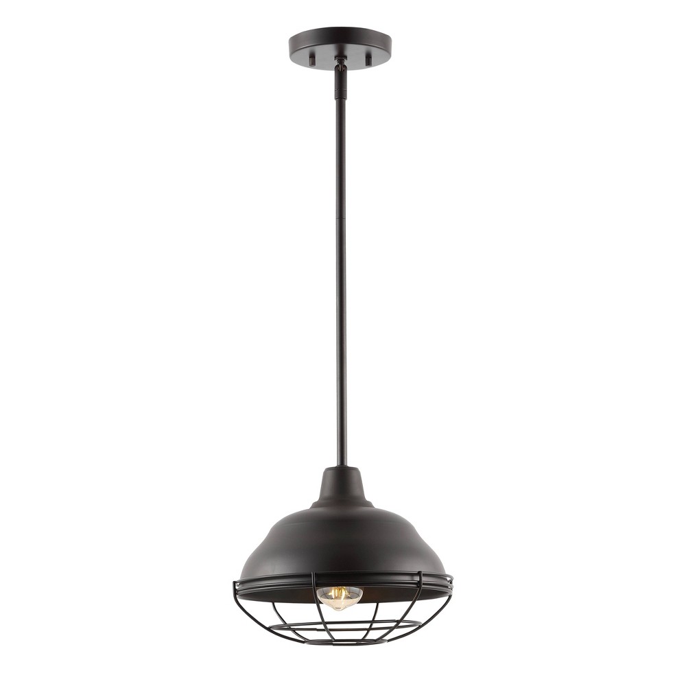 Photos - Chandelier / Lamp 10.38" 1-Light Levi Industrial Farmhouse Iron Linear LED Pendant Oil Rubbe