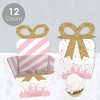 Big Dot of Happiness Little Princess Crown - Square Favor Gift Boxes - Pink and Gold Princess Baby Shower or Birthday Party Bow Boxes - Set of 12 - 3 of 4
