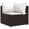 vidaXL 4 Piece Patio Lounge Set with Cushions - Weather Resistant Poly Rattan Furniture with Tempered Glass Tabletop & Comfortable Cushions - Brown - 4 of 4