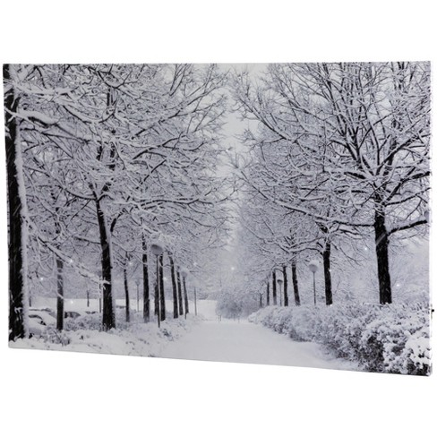 Northlight Fiber Optic Lighted Winter Lane Snowfall Christmas Canvas ...