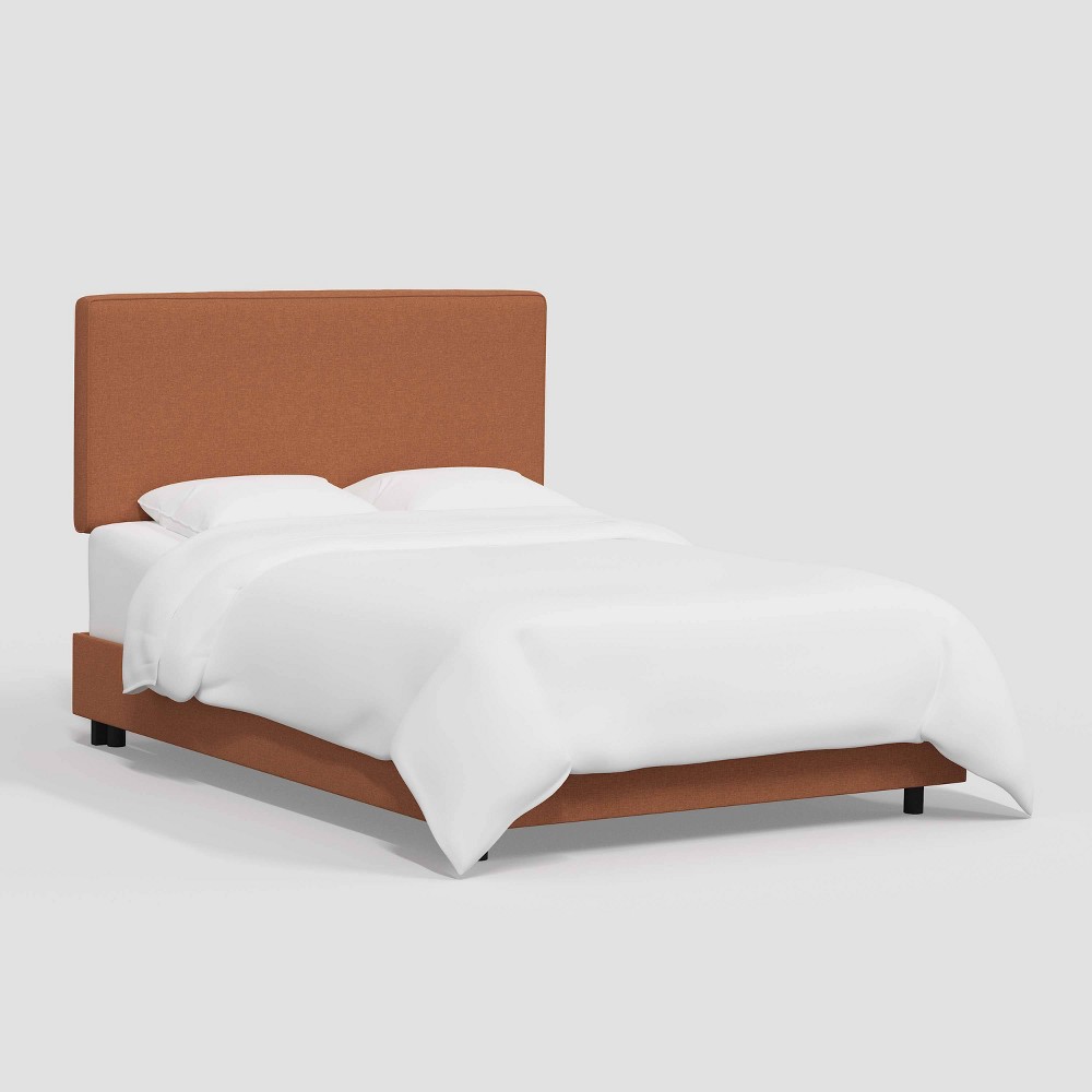 Photos - Bed Twin Kelsey  in Textured Linen Zuma Terracotta - Threshold™: Pine Frame