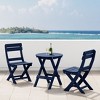 WestinTrends Malibu 3-Piece Outdoor HDPE Folding Patio Bistro Table and Chairs - 2 of 4
