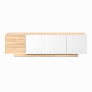 Nexera Riva TV Stand for TVs up to 80" Natural Maple & White: Enclosed Storage, Wood Composite, 70.5" Wide - 1 of 4