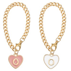 Unique Bargains Letter Heart Shape Identification Accessories Pink & White 2 Pcs - 1 of 4