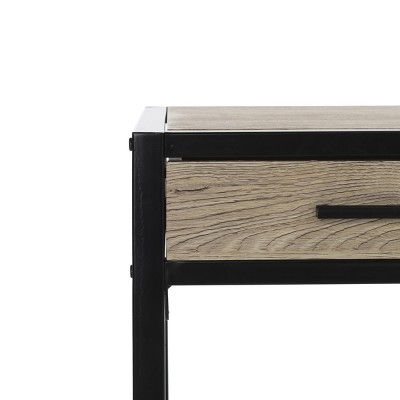 Alan Rustic Brown and Black Wood Corner Desk with Drawer
