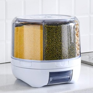 20Lbs Large Grain Dispenser 360掳Rotating Rice Food Dispenser 6 Grids Container for Peanut Barley Millet - 1 of 4