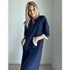 Ekouaer Women Zipper Robe 3/4 Sleeves Loungewear Dress Full Length Sleepwear Pockets Housecoat Nightgown Long Bathrobe - 4 of 4