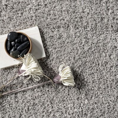 Silver Shag Runner Rug with Non-slip Backing, 2' 6" x 14'