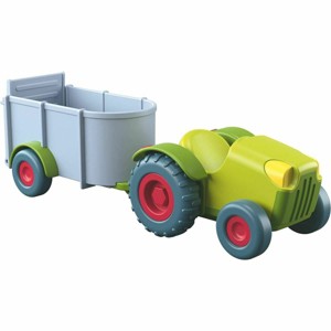 HABA Little Friends Tractor and Trailer - 2 Piece Farm Play Set with Movable Hatch - 1 of 4