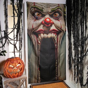 6 Ft. 8 3/4" Carnival Clown Face Entryway Door Curtain Halloween Decoration - 1 of 2