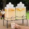 VEVOR Beverage Dispenser, 2 Pack 1.5 Gallon Drink Dispensers for Parties, Glass Juice Dispenser with Metal Stand, Stainless Steel Spigot, Clear - 2 of 4