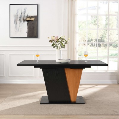 NicBex Modern Geometric Extendable Dining Table with Sturdy Base,Modern Rectangular Home Kitchen Table,Dining Room Furniture