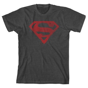 Superman Watercolor S Logo Youth Charcoal Heather Graphic Tee - 1 of 2