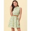 INSPIRE CHIC Women's Floral Sleeveless Half Placket Mini Belted Summer Dress - 2 of 4