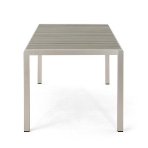 Chery Life Outdoor Aluminum Dining Table with Faux Wood Top, Gray Finish, Gray - 1 of 4