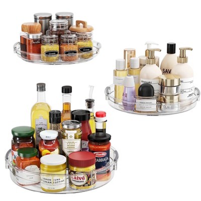 LunaLulinlk 3 Pack Set Lazy Susans for Turntable Organizer for Table, Countertop Storage Rack for Cabinet, Kitchen, 9.25in+10.62in+11.81in