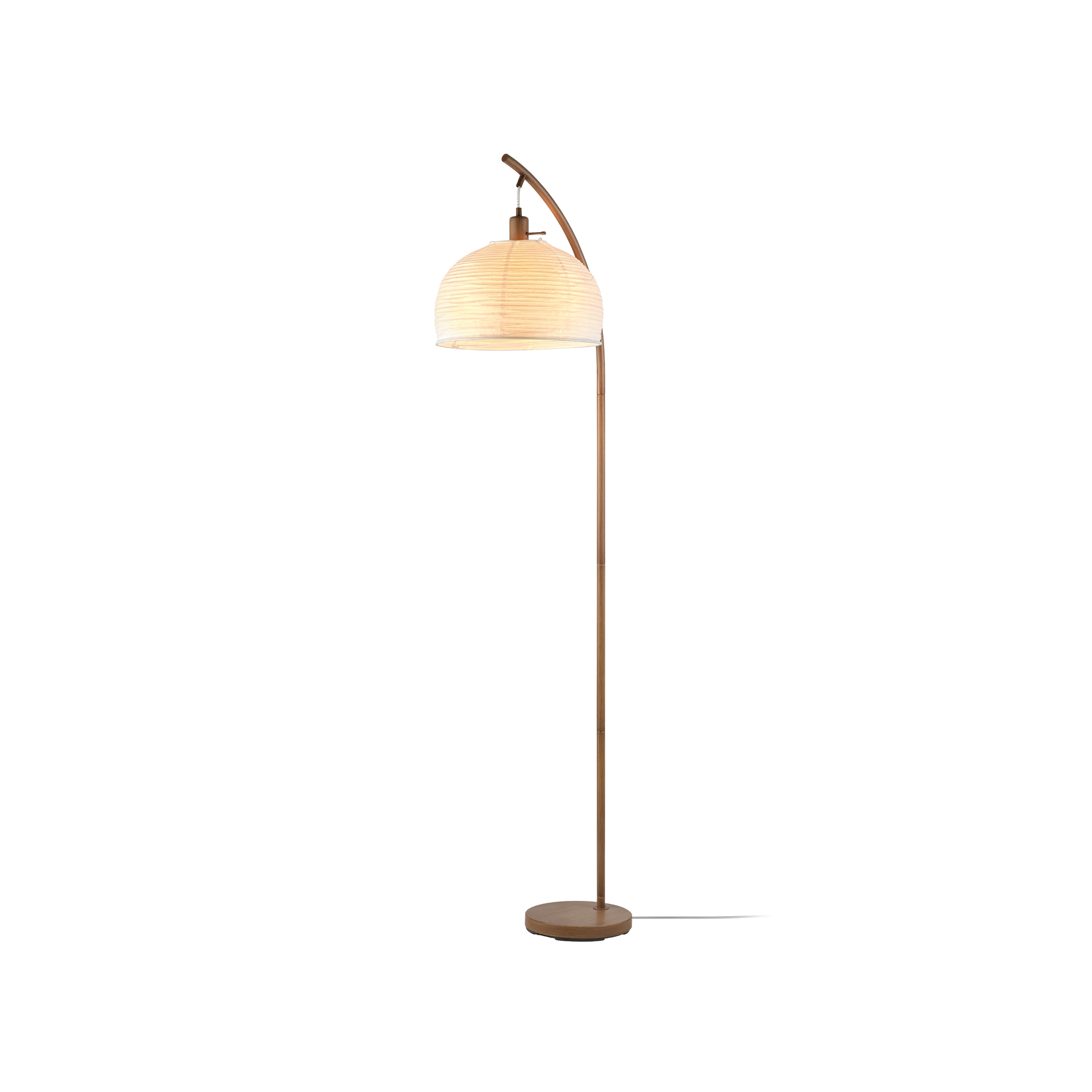 Globe Electric 70" Wood-Tone Finish Floor Lamp with White Paper Shade