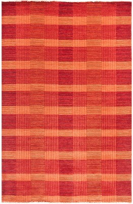 Handmade Red Wool Geometric 4' x 6' Area Rug