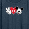 Women's - Disney - Peace Love Mickey Lightweight French Terry Wide Neck Long Sleeve Graphic Shirt - 2 of 4