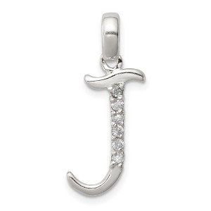 Black Bow Jewelry Sterling Silver and CZ, Lauren Collection, Initial J Pendant - 1 of 4