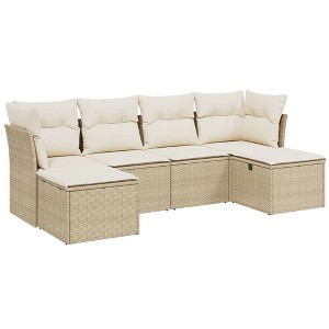 vidaXL Garden Sofa Set Beige Poly Rattan, Powder-Coated Steel, Fabric - 1 of 4