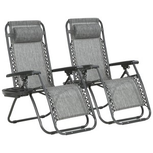 BestMassage Zero Gravity Recliner Outdoor Adjustable Folding Recliner Set of 2 - 1 of 4