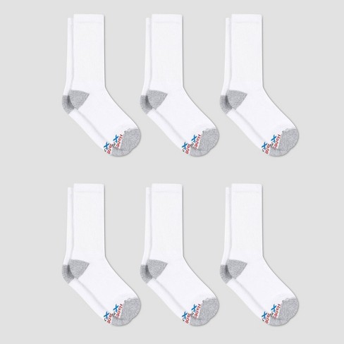 Hanes Premium Men's X-temp Breathable Crew Socks 6pk - White : Target