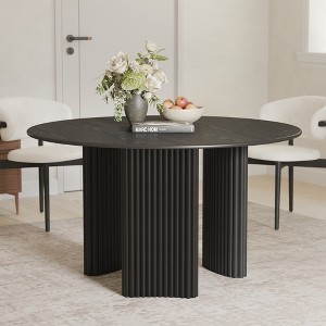 Spassway 46" Round Dining Table with 3 Legs Modern Oak Wood Kitchen Table with Solid Wood Base for 4 Seats - 1 of 4
