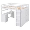Sapphtopaz Loft Bed with Drawers Desk & Wardrobe,Wood Bed Frame with Ladder & Safety Guardrail,Space-Saving Bunk Bed for Teens & Kids - 4 of 4