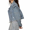 Women's Cropped Denim Jacket With Functional Zipper Detail - POL - 2 of 4