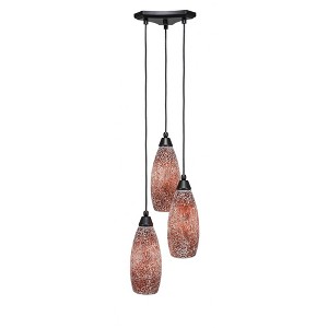 Toltec Lighting Europa 3 - Light Pendant in  Matte Black with 5.5" Red Fusion Shade - 1 of 1