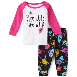 The Children's Place Toddler Girls Long Raglan Sleeve Monster Snug Fit Cotton Pajamas - 1 of 4
