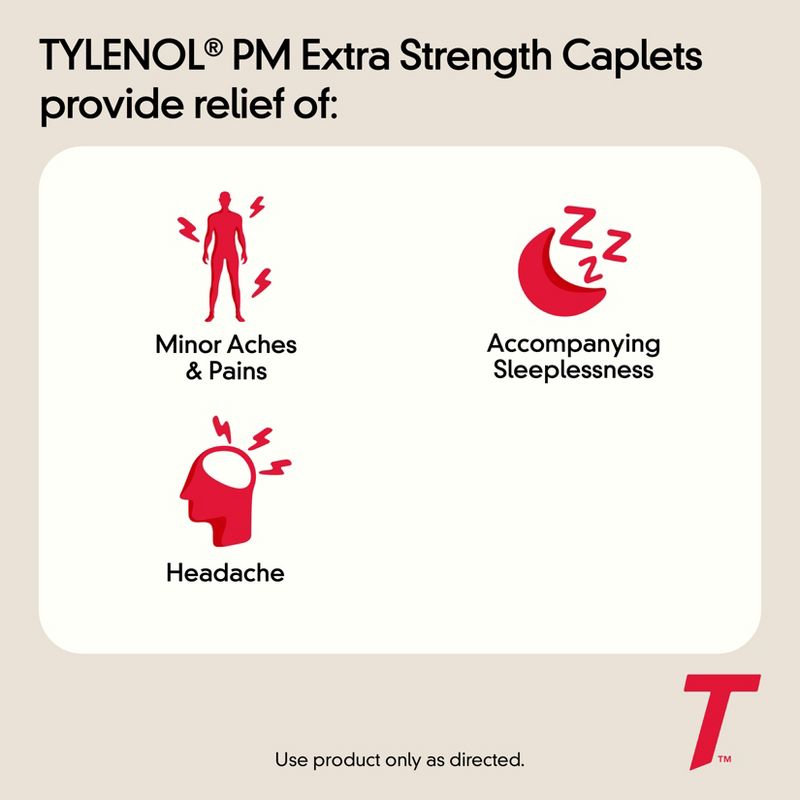 Tylenol PM Extra Strength Pain Reliever & Sleep Aid Caplets - Acetaminophen, 6 of 12