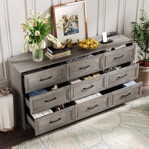 9 Drawer Wide Dresser Organizer with Charging Station, TV Stand - 1 of 4