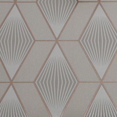 Glitter Diamond Geo Taupe and Rose Gold Wallpaper