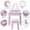 GustoWave Kids Vanity with Mirror and Stool, Girls Vanity with Touch Light and Wood Makeup Playset, Princess Vanity Table for Toddlers - 4 of 4